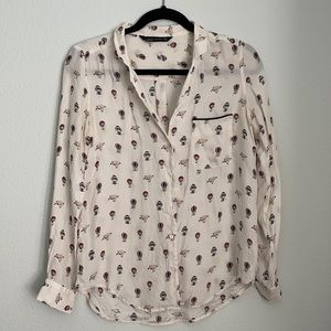Zara 100% Mulberry Silk Hot Air Balloon Shirt